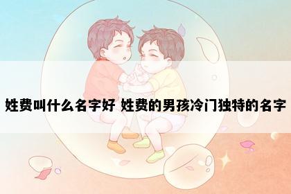 姓费叫什么名字好 姓费的男孩冷门独特的名字